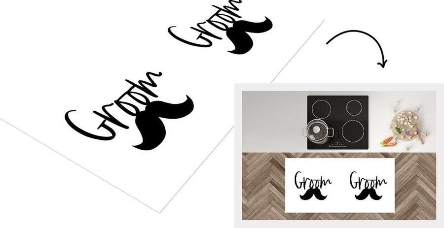 KitchenYeah Keukenloper Loper keuken Quotes Snor 'Groom' Spreuken 120x60 cm Keukenloper vinyl