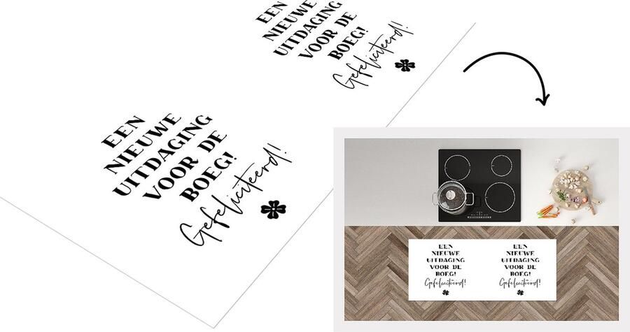 KitchenYeah Keukenloper Loper keuken Quotes Spreuken Een nieuwe uitdaging voor de boeg! Gefeliciteerd! 120x50 cm Keukenloper vinyl