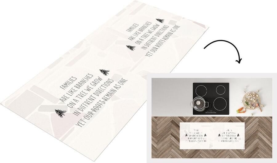 KitchenYeah Keukenloper Loper keuken Quotes Spreuken Familie Families are like branches on a tree 120x50 cm Keukenloper vinyl