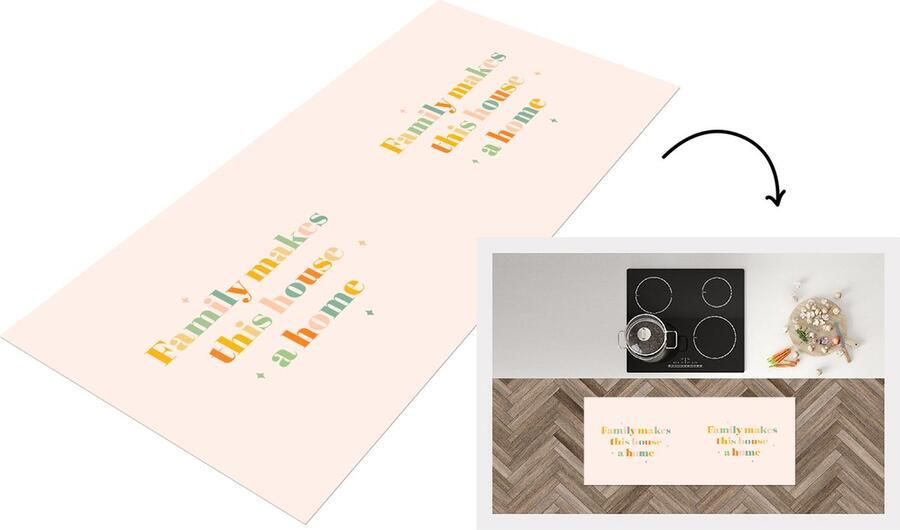 KitchenYeah Keukenloper Loper keuken Quotes Spreuken Familie Family makes this house a home 120x50 cm Keukenloper vinyl