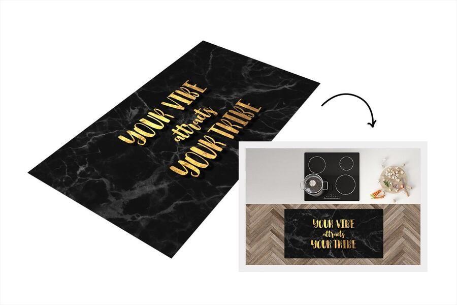 KitchenYeah Keukenloper Loper keuken Quotes Spreuken Goud Marmer 120x60 cm Keukenloper vinyl