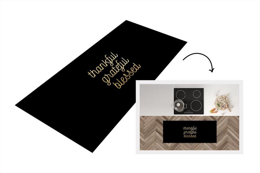 KitchenYeah Keukenloper Loper keuken Quotes Spreuken Goud Zwart 120x50 cm Keukenloper vinyl