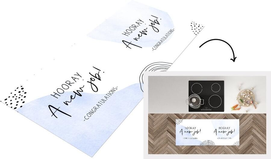 KitchenYeah Keukenloper Loper keuken Quotes Spreuken Hooray a new job! 120x50 cm Keukenloper vinyl