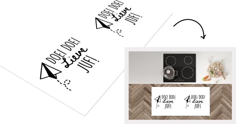 KitchenYeah Keukenloper Loper keuken Quotes Spreuken Juf Doei lieve juf! 120x60 cm Keukenloper vinyl