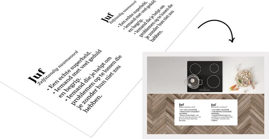 KitchenYeah Keukenloper Loper keuken Quotes Spreuken Juf Woordenboek 120x50 cm Keukenloper vinyl