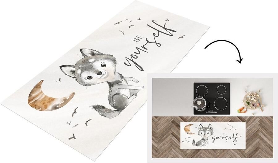 KitchenYeah Keukenloper Loper keuken Quotes Spreuken Kinderen Be yourself 120x50 cm Keukenloper vinyl