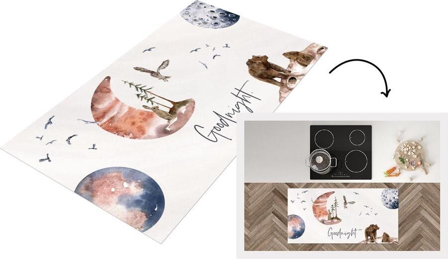 KitchenYeah Keukenloper Loper keuken Quotes Spreuken Kinderen Goodnight 120x60 cm Keukenloper vinyl