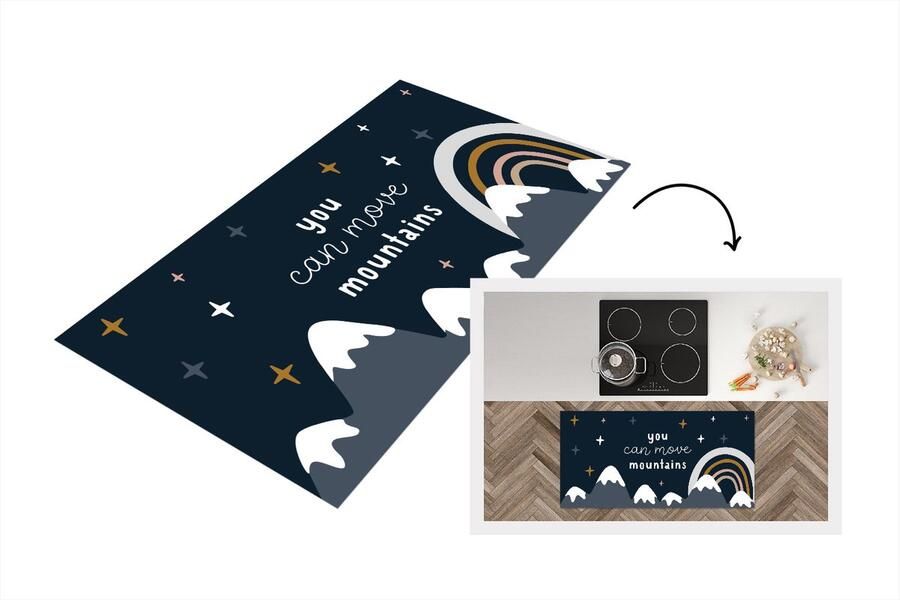 KitchenYeah Keukenloper Loper keuken Quotes Spreuken Kinderen You can move mountains 120x60 cm Keukenloper vinyl