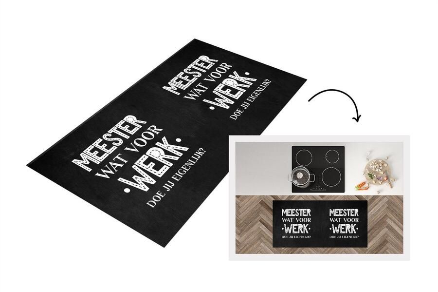 KitchenYeah Keukenloper Loper keuken Quotes Spreuken Meester wat voor werk doe jijlijk? 120x60 cm Keukenloper vinyl