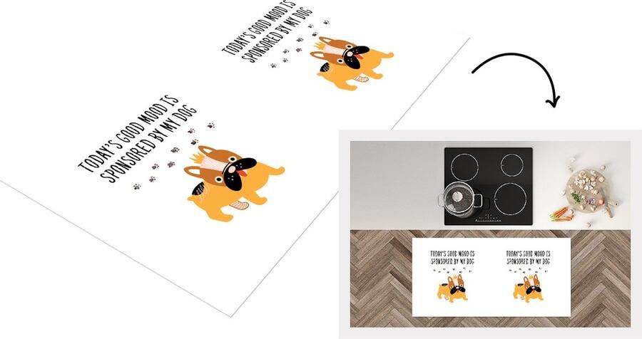 KitchenYeah Keukenloper Loper keuken Quotes Spreuken Today's good mood is sponsored by my dog Honden 120x60 cm Keukenloper vinyl