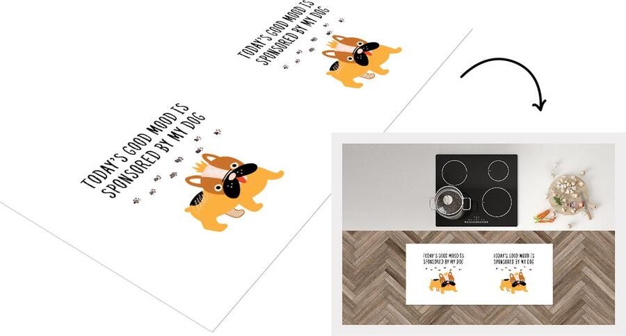 KitchenYeah Keukenloper Loper keuken Quotes Spreuken Today's good mood is sponsored by my dog Honden 120x50 cm Keukenloper vinyl