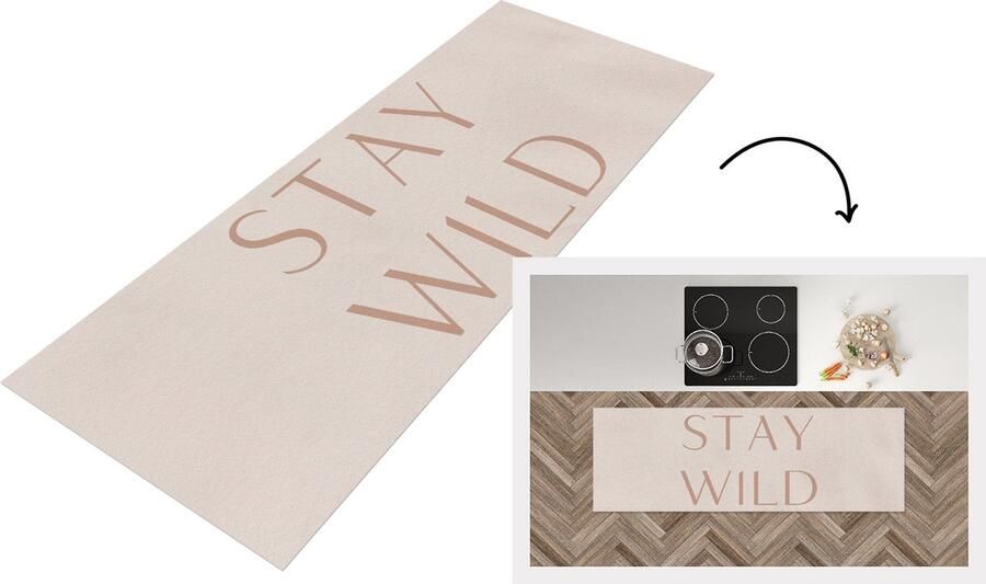 KitchenYeah Keukenloper Loper keuken Quotes Tekst Stay wild 150x50 cm Keukenloper vinyl