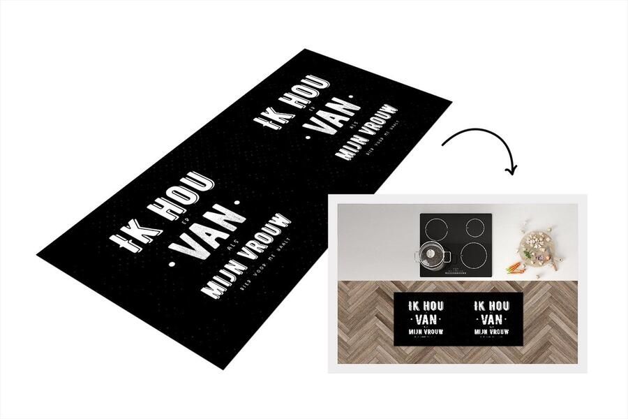 KitchenYeah Keukenloper Loper keuken Quotes Trouwen 'Ik hou van mijn vrouw' Spreuken 120x50 cm Keukenloper vinyl