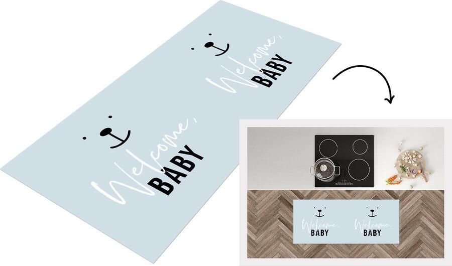 KitchenYeah Keukenloper Loper keuken Quotes Welcome baby Kinderen Spreuken 120x50 cm Keukenloper vinyl