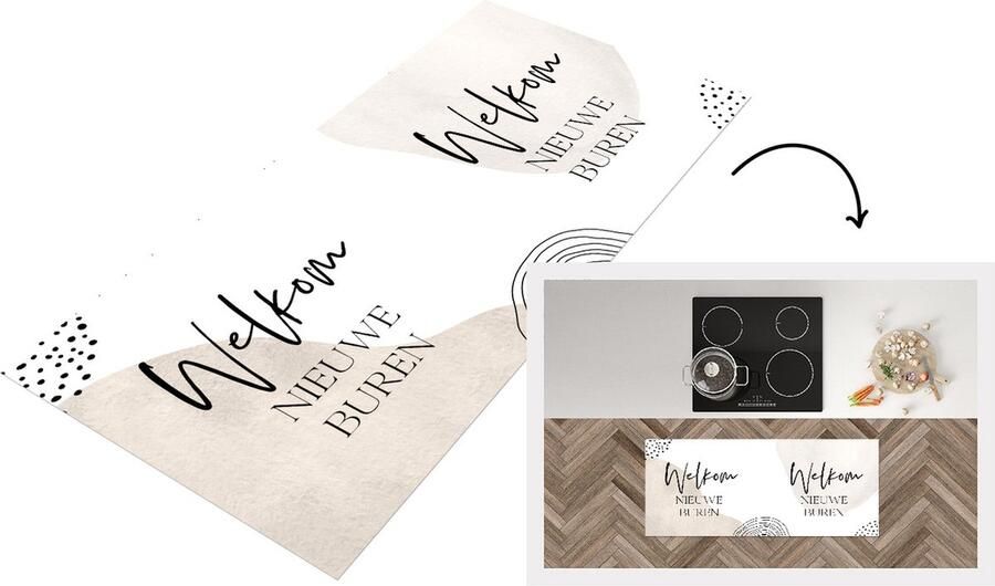 KitchenYeah Keukenloper Loper keuken Quotes Welkom Nieuwe buren 120x50 cm Keukenloper vinyl