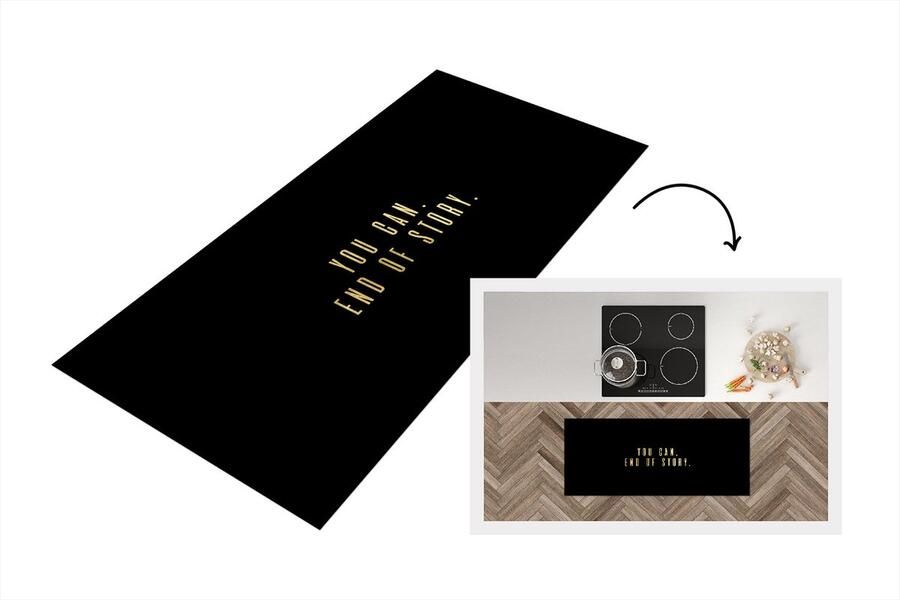 KitchenYeah Keukenloper Loper keuken Quotes Zelfvertrouwen Goud Zwart 120x50 cm Keukenloper vinyl