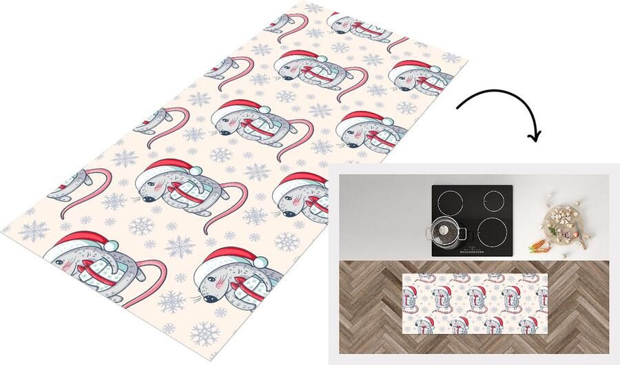 KitchenYeah Keukenloper Loper keuken Rat Kerstcadeau Kinderen Kerst Patronen 120x50 cm Keukenloper vinyl
