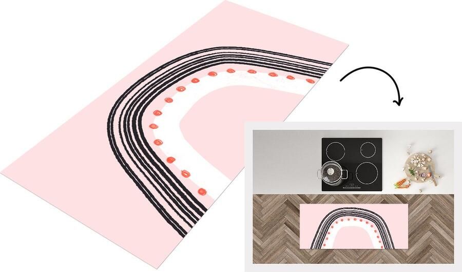 KitchenYeah Keukenloper Loper keuken Regenboog Minimalisme Roze 120x50 cm Keukenloper vinyl