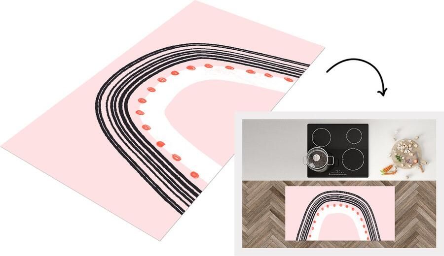 KitchenYeah Keukenloper Loper keuken Regenboog Minimalisme Roze 120x60 cm Keukenloper vinyl