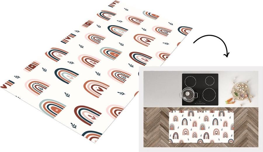 KitchenYeah Keukenloper Loper keuken Regenboog Pastel Patronen Bohemian 120x60 cm Keukenloper vinyl