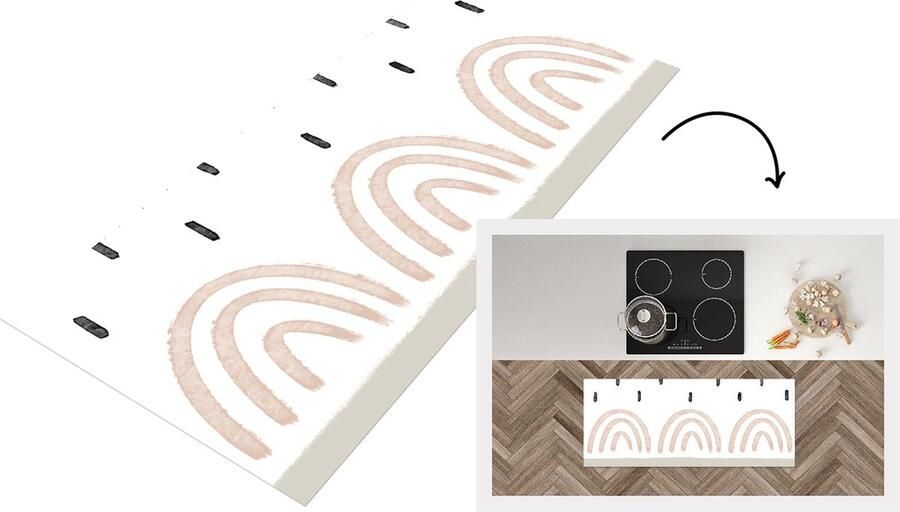 KitchenYeah Keukenloper Loper keuken Regenboog Pastel Regen 120x50 cm Keukenloper vinyl