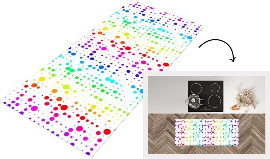 KitchenYeah Keukenloper Loper keuken Regenboog Patronen Confetti Neon 120x50 cm Keukenloper vinyl
