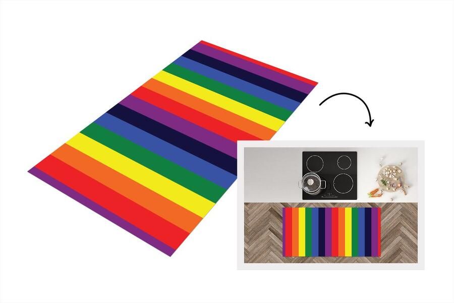 KitchenYeah Keukenloper Loper keuken Regenboog Patronen Pride 120x60 cm Keukenloper vinyl