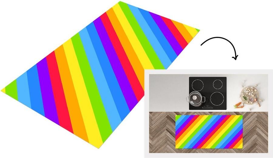 KitchenYeah Keukenloper Loper keuken Regenboog Patronen Pride 120x60 cm Keukenloper vinyl