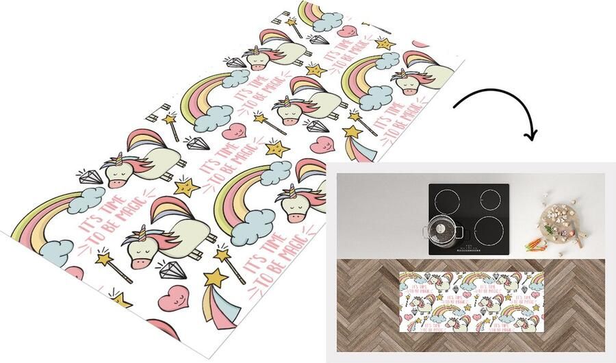 KitchenYeah Keukenloper Loper keuken Regenboog Unicorn Diamant Quotes Patroon 120x50 cm Keukenloper vinyl