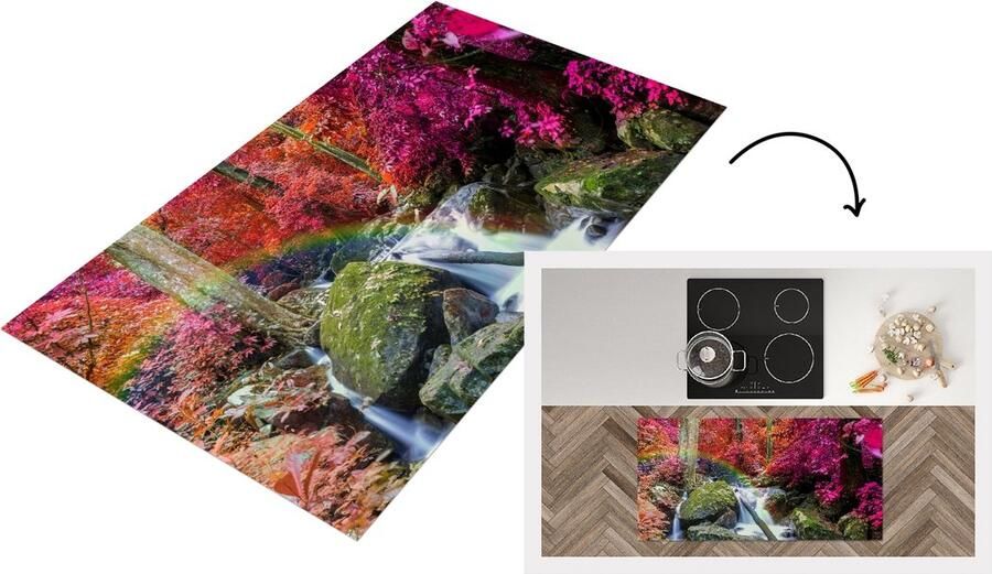 KitchenYeah Keukenloper Loper keuken Regenboog Waterval Bomen Stenen Mos 120x60 cm Keukenloper vinyl