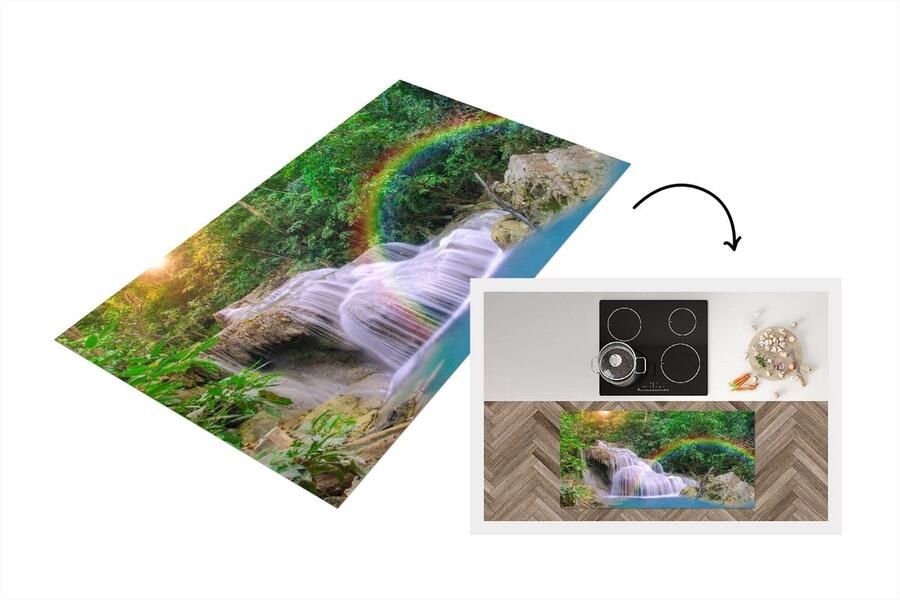 KitchenYeah Keukenloper Loper keuken Regenboog Zon Waterval Natuur 120x60 cm Keukenloper vinyl