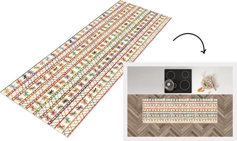 KitchenYeah Keukenloper Loper keuken Regenboog Zuid-Amerika Patronen 180x60 cm Keukenloper vinyl