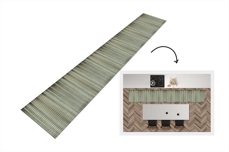 KitchenYeah Keukenloper Keukenmat Retro Industrieel Golfplaat Patronen 360x60 cm Keuken vloerkleed