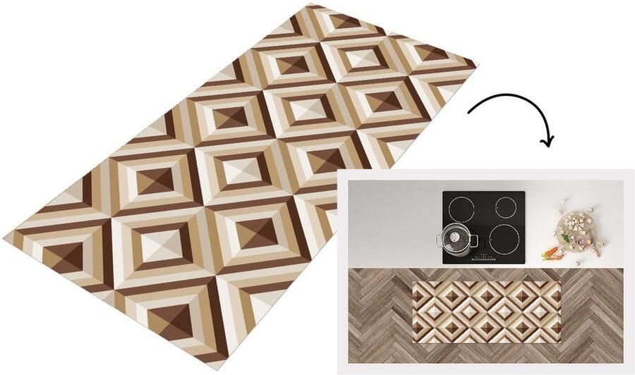 KitchenYeah Keukenloper Loper keuken Retro Ster Design 120x50 cm Keukenloper vinyl