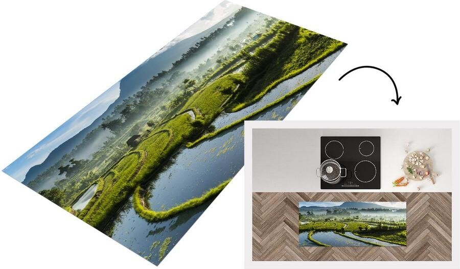 KitchenYeah Keukenloper Loper keuken Rijstvelden op Bali 120x50 cm Keukenloper vinyl