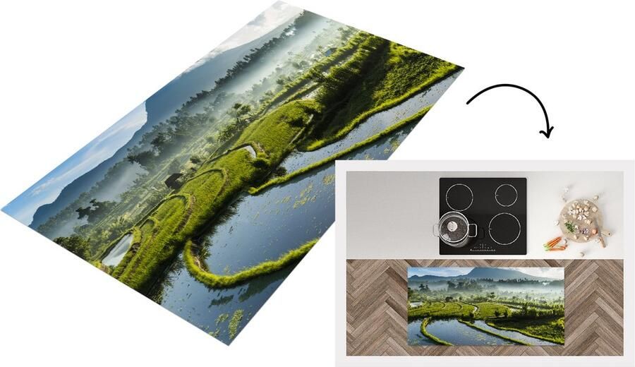 KitchenYeah Keukenloper Loper keuken Rijstvelden op Bali 120x60 cm Keukenloper vinyl