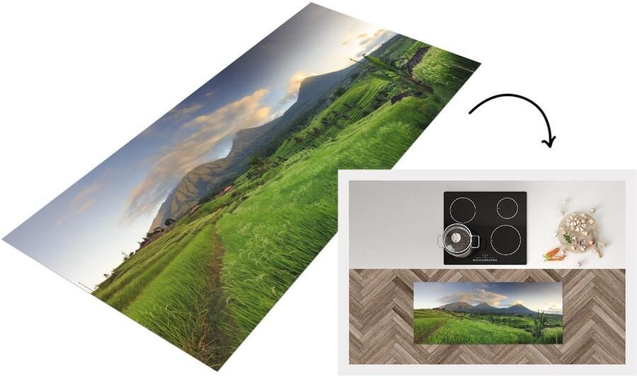 KitchenYeah Keukenloper Loper keuken Rijsveldenop Bali 120x50 cm Keukenloper vinyl