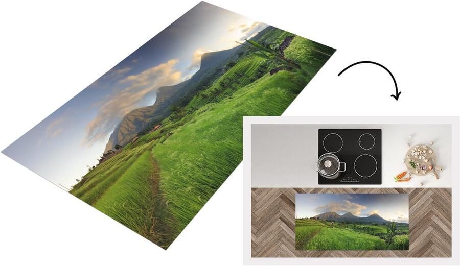 KitchenYeah Keukenloper Loper keuken Rijsveldenop Bali 120x60 cm Keukenloper vinyl