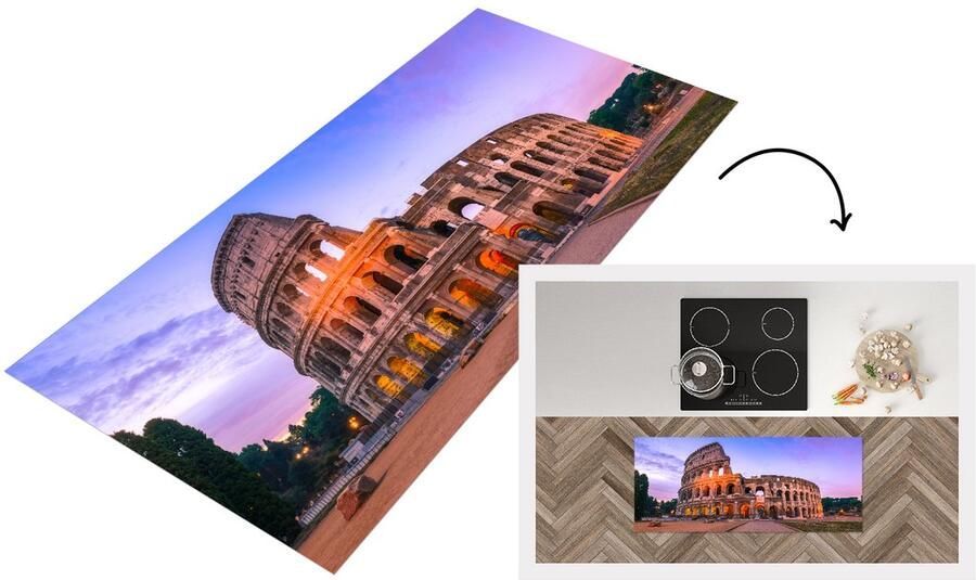 KitchenYeah Keukenloper Loper keuken Rome Colosseum Zon 120x50 cm Keukenloper vinyl