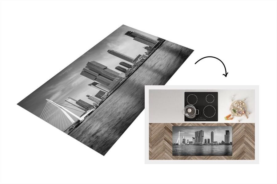 KitchenYeah Keukenloper Loper keuken Rotterdam Erasmus Brug Zwart Wit 120x60 cm Keukenloper vinyl