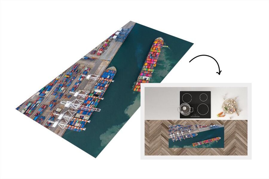 KitchenYeah Keukenloper Loper keuken Rotterdam Haven Schip 120x50 cm Keukenloper vinyl