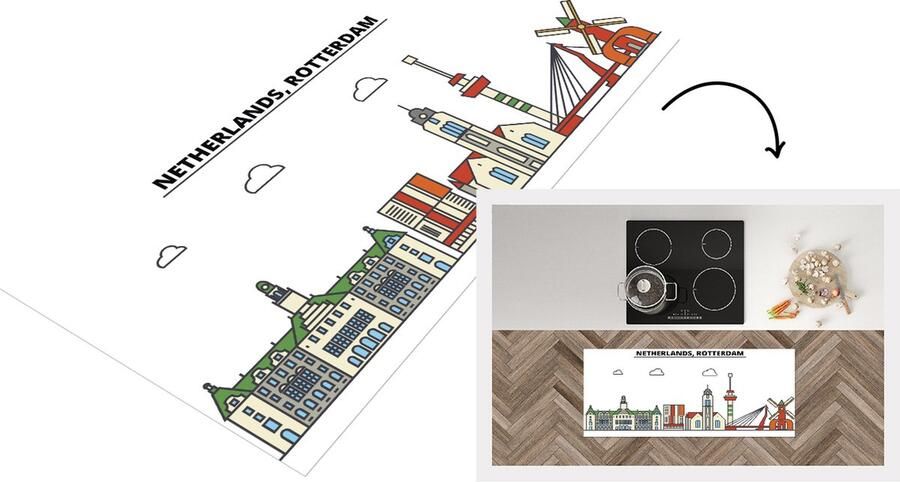 KitchenYeah Keukenloper Loper keuken Rotterdam Skyline Urban 120x50 cm Keukenloper vinyl