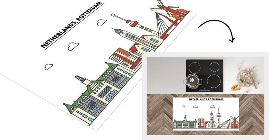 KitchenYeah Keukenloper Loper keuken Rotterdam Skyline Urban 120x60 cm Keukenloper vinyl