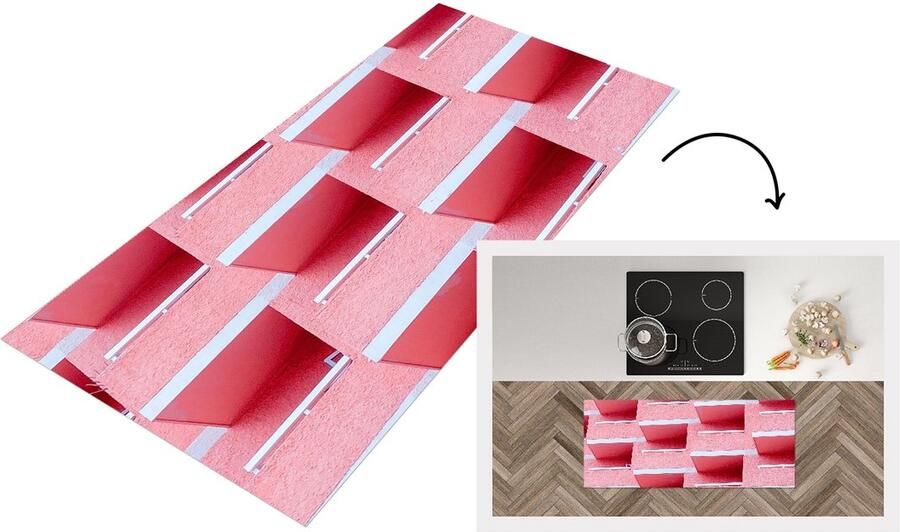 KitchenYeah Keukenloper Loper keuken Roze Balkon Zomer Architectuur 120x50 cm Keukenloper vinyl