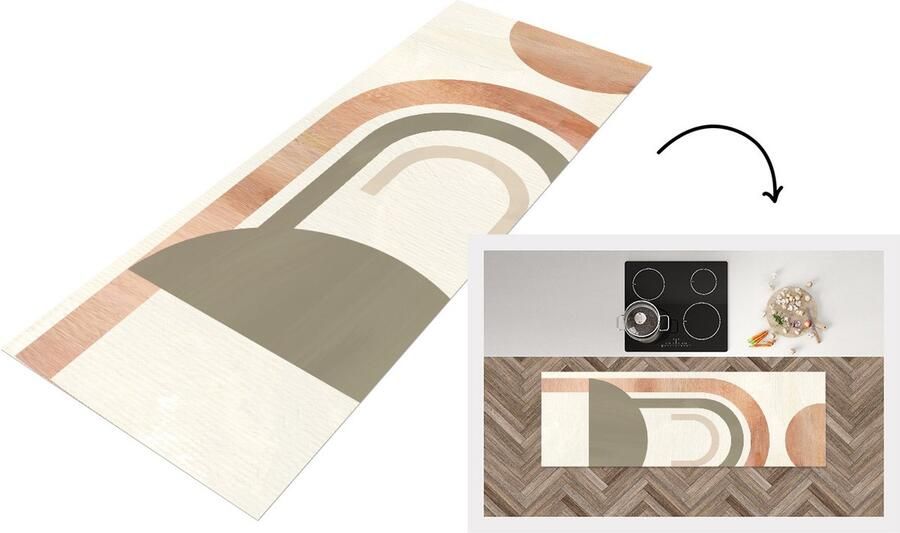 KitchenYeah Keukenloper Loper keuken Roze Groen Design 150x50 cm Keukenloper vinyl