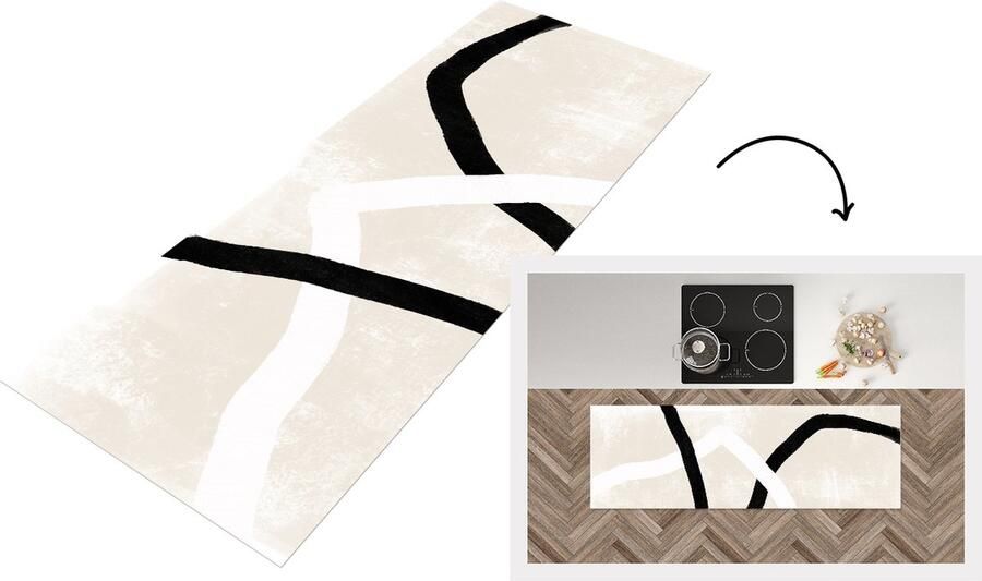 KitchenYeah Keukenloper Loper keuken Roze Minimalisme Design 180x60 cm Keukenloper vinyl