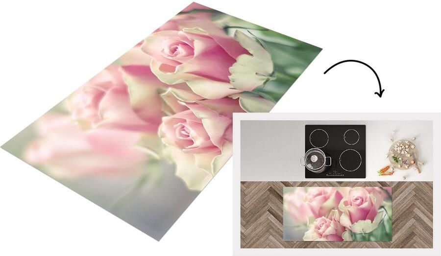 KitchenYeah Keukenloper Loper keuken Roze rozen schijnen in het felle zonlicht 120x60 cm Keukenloper vinyl