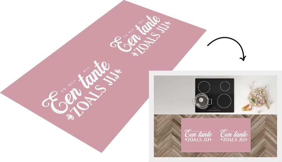 KitchenYeah Keukenloper Loper keuken Roze Spreuken Quotes 'Zo blij met een tante zoals jij' 120x60 cm Keukenloper vinyl