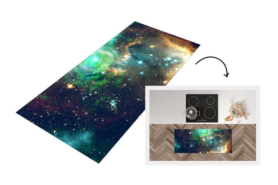 KitchenYeah Keukenloper Loper keuken Ruimte Sterren Licht 120x50 cm Keukenloper vinyl