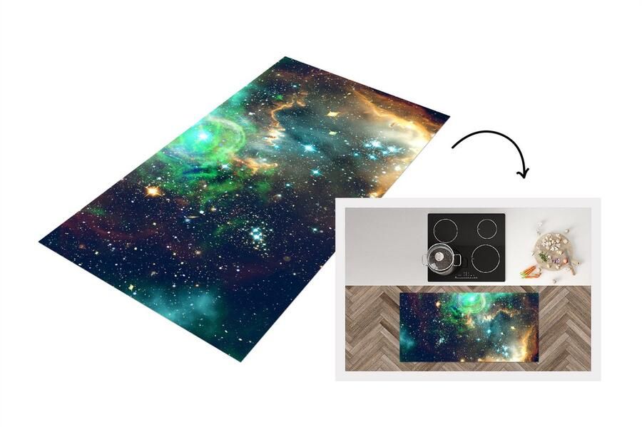 KitchenYeah Keukenloper Loper keuken Ruimte Sterren Licht 120x60 cm Keukenloper vinyl